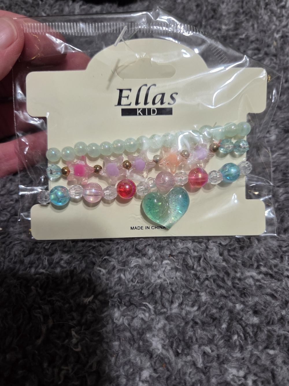 Ella Pastel Beaded Bracelet Set with Teal Heart Charm